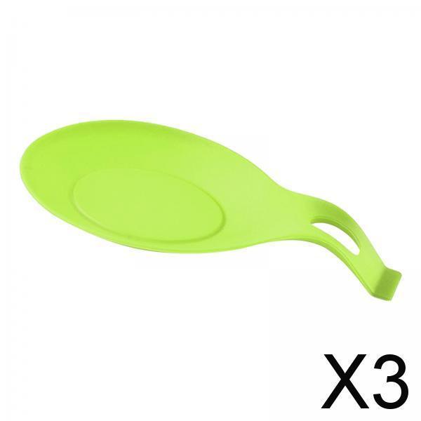 3xHeat Resistant Silicone Spoon Rest Kitchen Utensil Spatula Holder Tool Aid Green