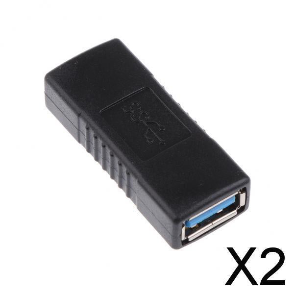 2xType A Female To Female USB 3.0 Adapter Coupler Changer Connector Black