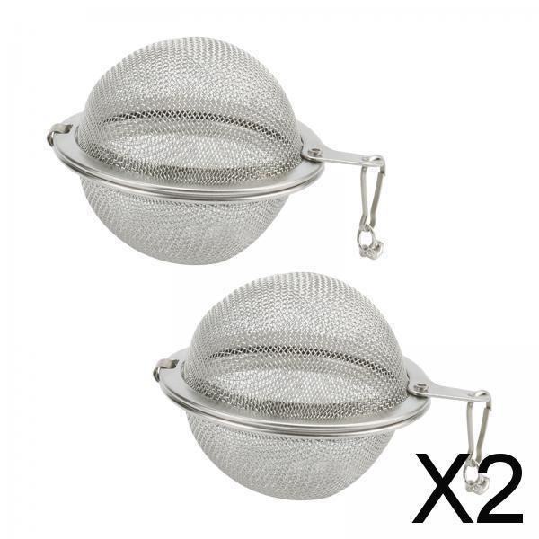 2xStainless Steel Mesh Tea Ball Infuser Strainers Interval Diffuser 7cm