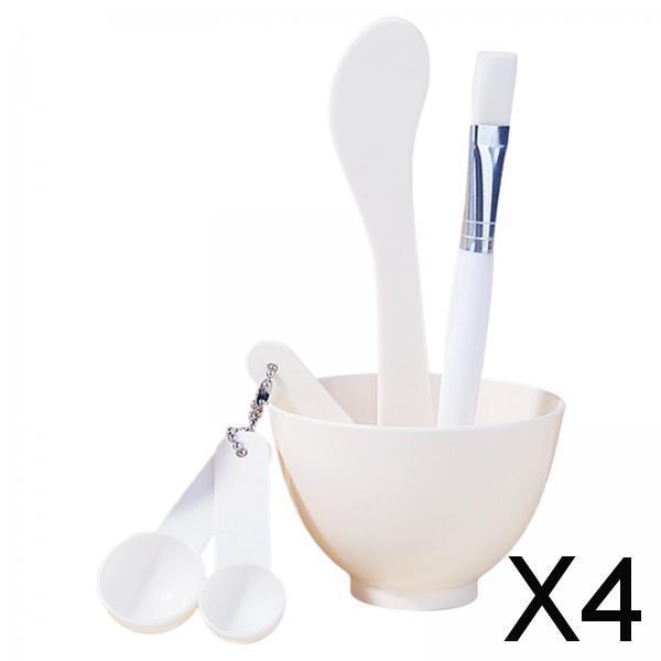 4x6 in 1 Mask Mixing Bowl Set Reusable for Facial Mask Hair Masks Home White