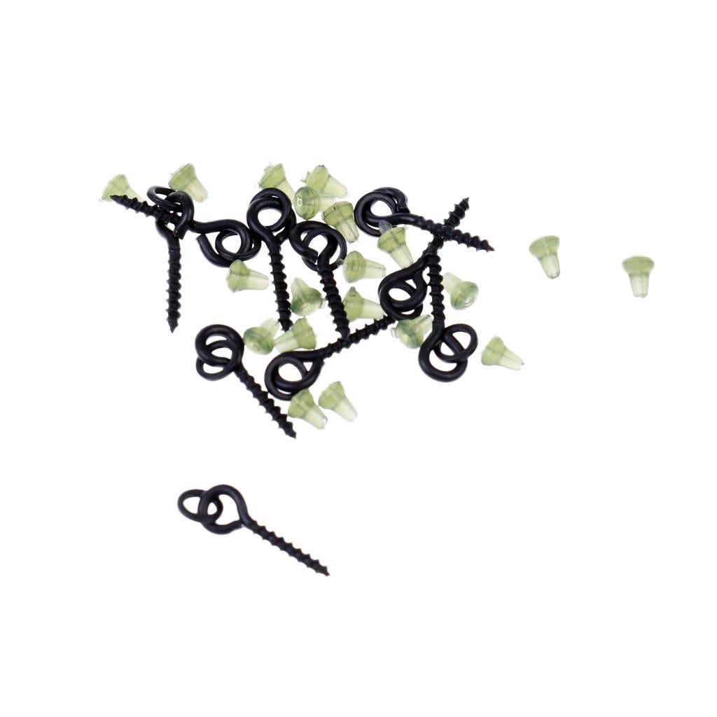 10Pcs Bait Screws + 20Pcs Hook Stops Stopers Carp Fishing Tackle Rigs Green
