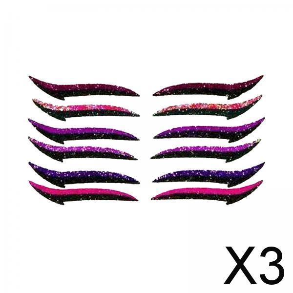 3xReusable Eyeliner Stickers Makeup Eyeshadow Cat Eye 6 Pair Pink+Purple