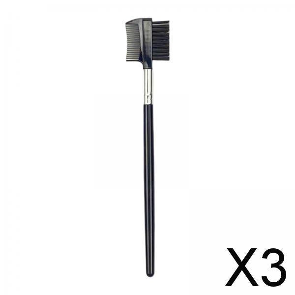 3xEyelash Comb and Eyebrow Brush Makeup Tool Brow and Lash Brush for Women Black