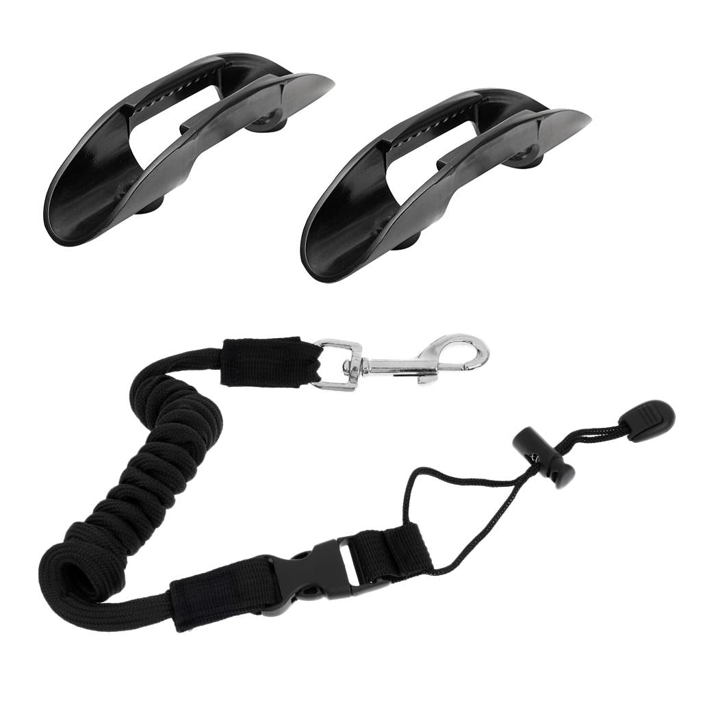 2 Pieces Kayak Canoe Boat Paddle Clip Holder Keeper + Paddle Leash Lanyard