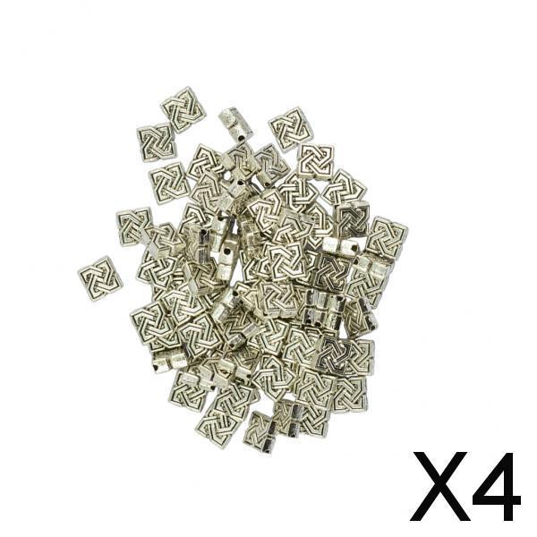 4x100 Pieces Tibetan Silver 7mm Celtic Symbol Square Spacer Beads DIY Making