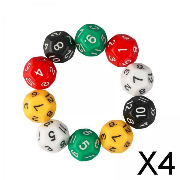 4x10Pcs 12 Sided Dice Acrylic Dice for Party Game Table Game Role Playing Game