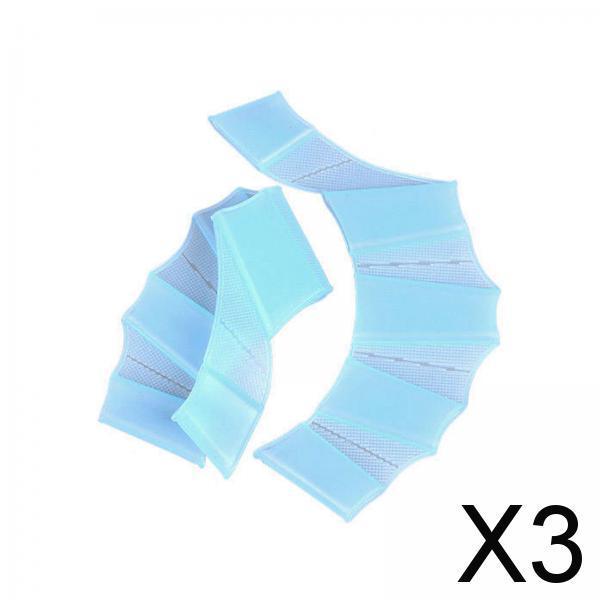 3xSwimming Hand Fins Webbed Swimming Gloves for Diving Swimming Water Exercise Blue M Women