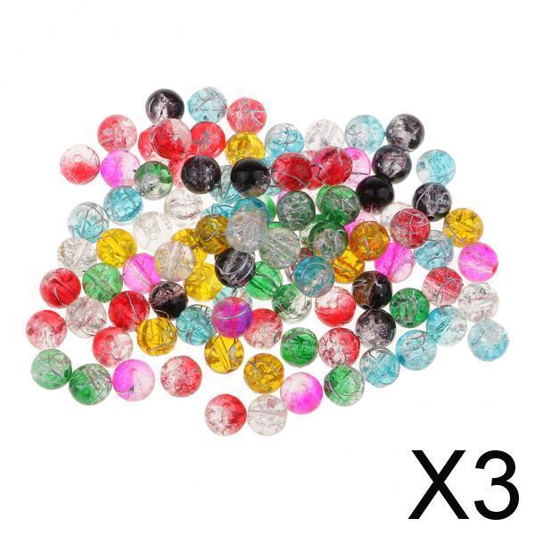 3x100Pcs Glass Round Spacer Loose Beads 8cm for Jewelry Making Findings