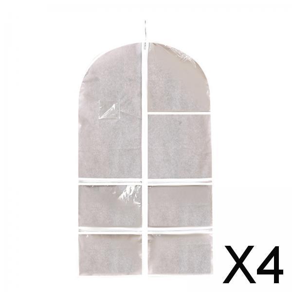 4xHanging Clothes Dust Bags Suit Dress Clear for T Shirts Windbreaker Sweaters 60x100cm
