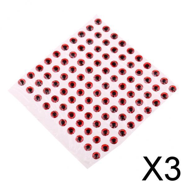 3x100pcs 4mm Eyes 3D Holographic Fishing Lure Eyes Fly Tying Red