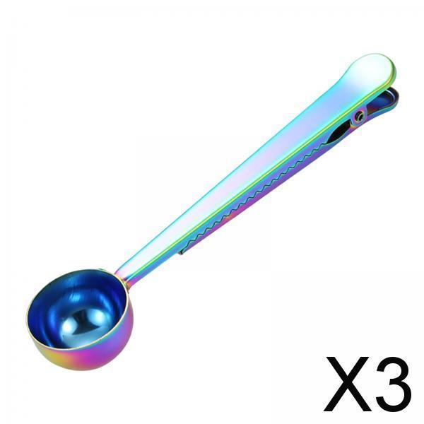 3xStainless Steel Coffee Scoop Clip Long Handle for Ground Coffee, Tea Spices