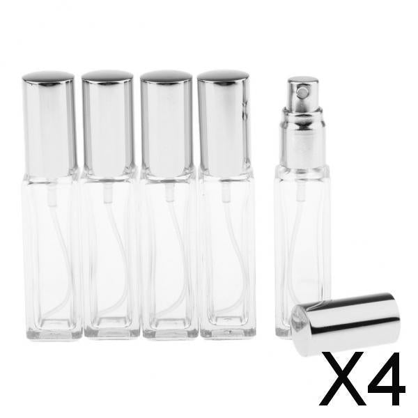 4x5x 8ml Refillable Perfume Atomizer Empty Spray Bottle Silver Cap