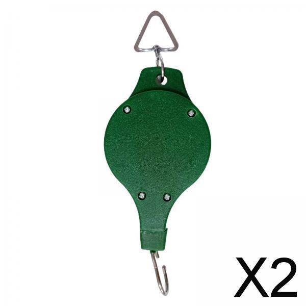 2xPlant Pulley Retractable Hanger for Hanging Garden Baskets Pots Planter Pots Light Green