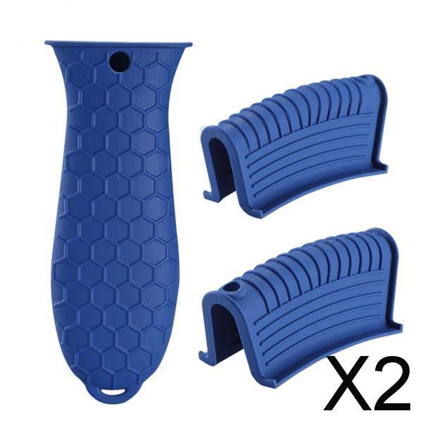 2xSilicone Pot Holder Sleeve Pot Frying Pan Handle Cover Grip Kitchen Blue