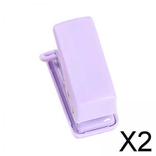 2xMini Single Hole Puncher Punch Handheld for Paper Handcraft Clipboard Sturdy Purple