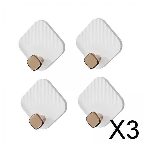 3x4 Pieces Bathroom Towel Hooks Multifunctional Hooks for Bathroom Office Hats white