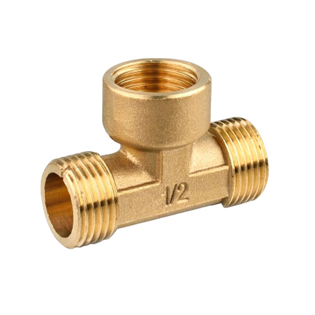 1/2'' // 3 Way Brass Male Female Male Tee Fitting Pipe Connector T-Junction - Thickened Wall - High and Low Temperature Resistant