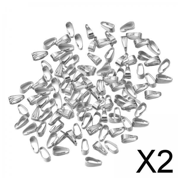 2x200x Pinch Bails Pendant Clasp Metal Connectors for DIY Craft Jewelry Making Silver