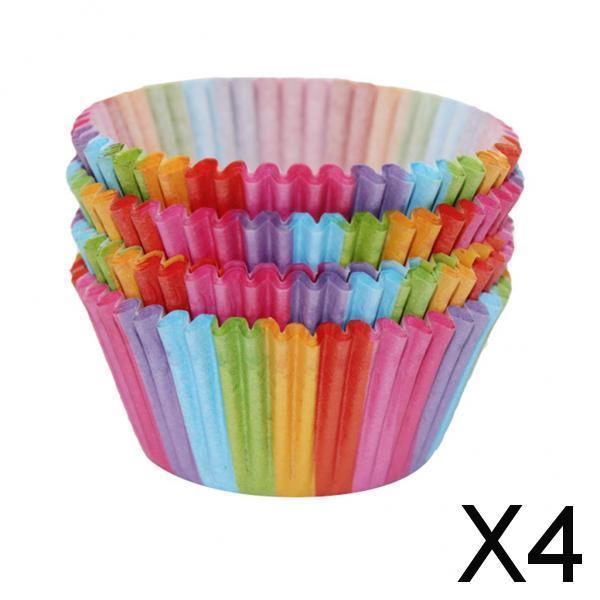 4x100x Rainbow Color Cupcake Muffin Liners Baking Paper Cup Standard Size 