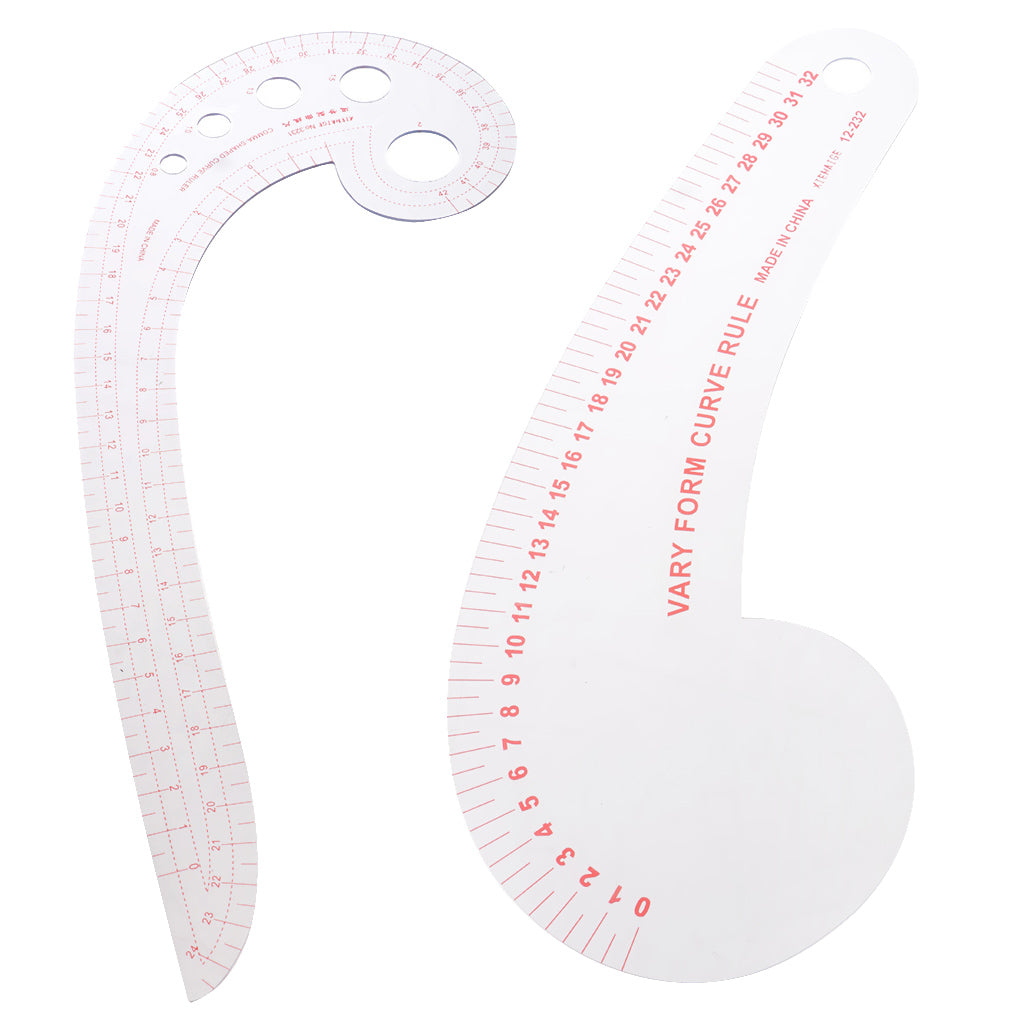2pcs Useful Comma French Curve Metric Ruler for Tailoring Dressmaking Craft