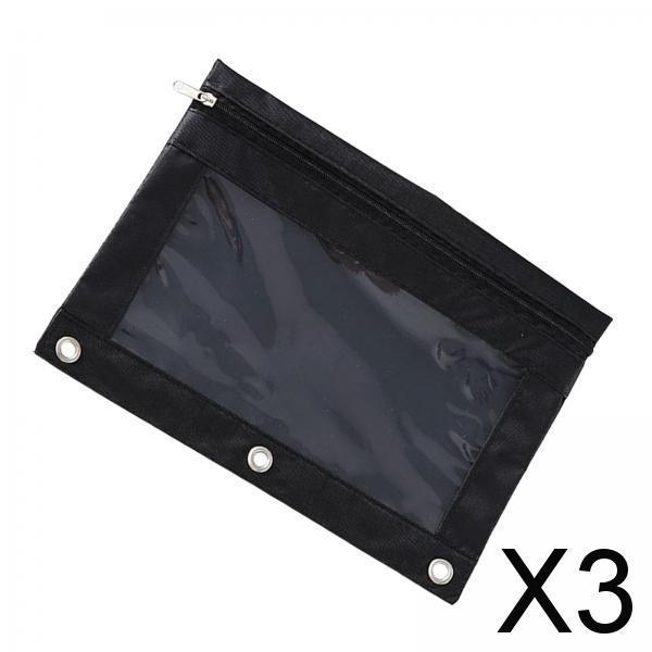 3xPencil Pouch Office Stationery Organizer Pencil Case for Children Teen Gifts Black