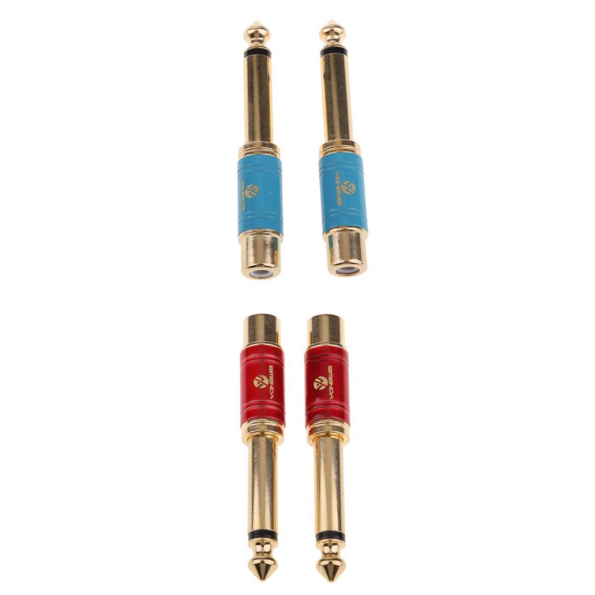 4 Pieces Gold Plated 6.5mm Male to RCA Female Audio Video Adapter