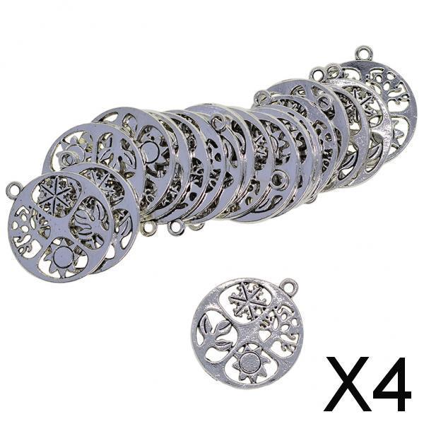 4x20 Pcs 4 seasons Tree  leaf sun snowflake jewelry  DIY Charms Round 