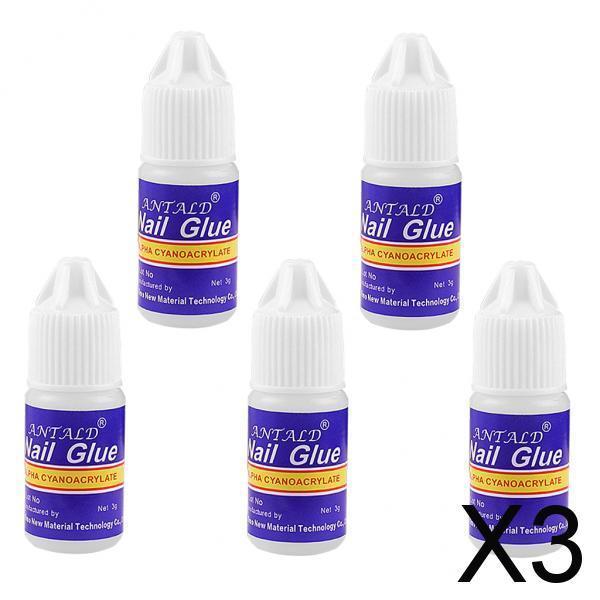 3x5 Bottle Acrylic Nail Art Glue French False Tips Manicure Fake Nails Glue