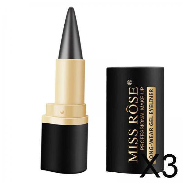 3xEye Liner Pencil Waterproof Longwearing for Women No Sharpener Required 02 Black Gray