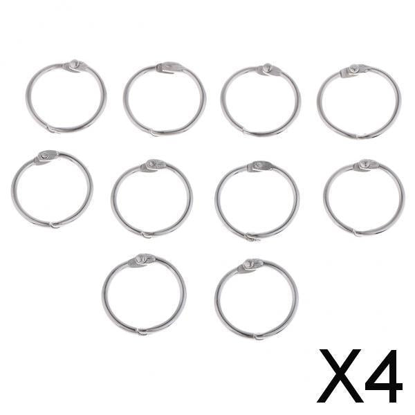 4x10 Pieces 2cm Album Binder Spiral Ring Refillable Loose Leaf Rings Silver