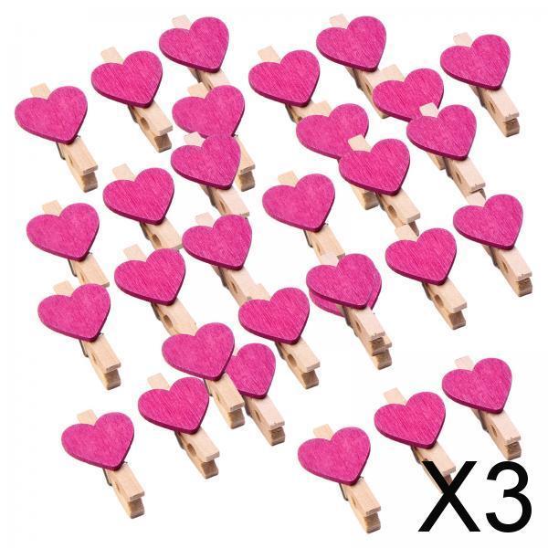 3x30pcs Mini Wooden Clothes Photo Paper Peg Clothespin Craft Clips 30MM Rose