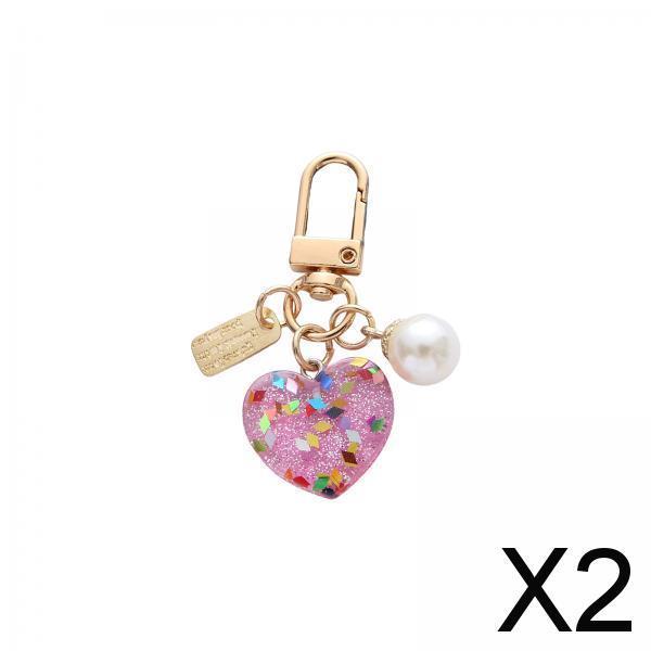 2xWomen Resin Heart Pendant Keychain Handbag Accessories Durable Lightweight
