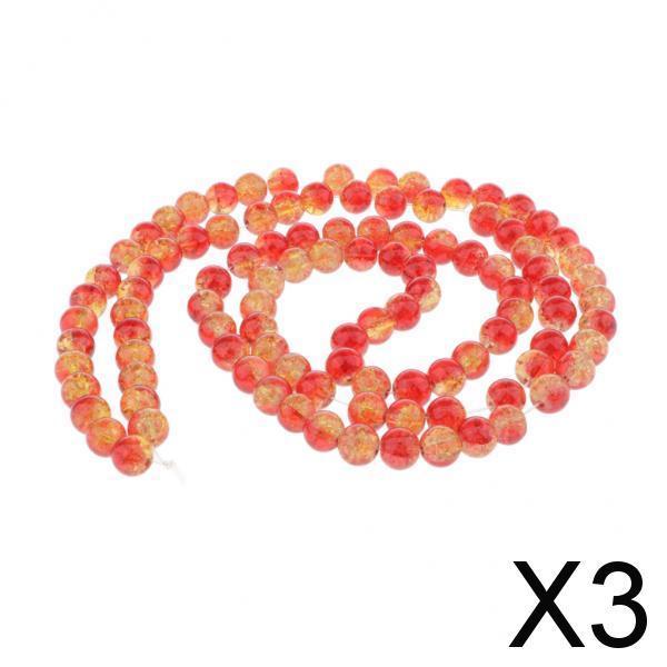3x100Pcs colorful glass Round Beads Loose Spacer Bead DIY red and yellow 