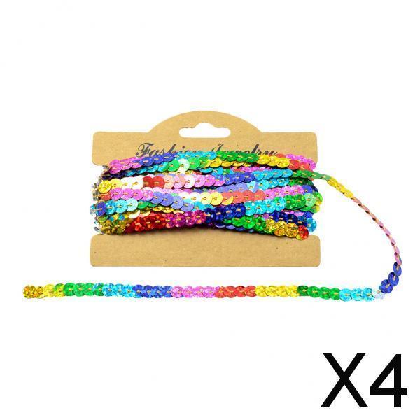 4x5Yd Sequins Paillette Ribbon Trim Braid Trim Lace DIY Sewing crafts rainbow