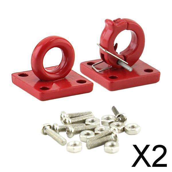 2x2x 1/10 RC Crawler Trailer Towing Buckle Accessories Universal Red Tow Hooks