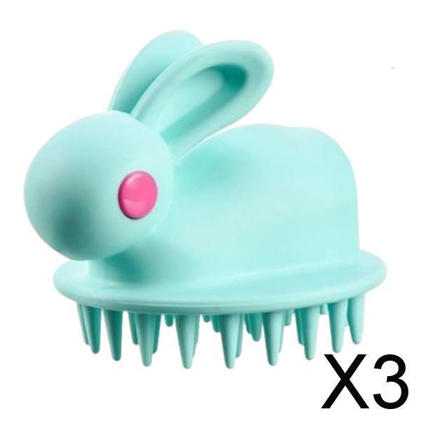 3xHair Scalp Massager Shampoo Brush Cute for Scalp Care Kids Men Women Green