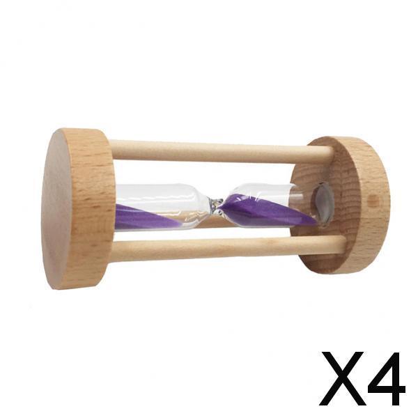 4xWooden Sandglass Hourglass Sand Clock Timers Desktop Clock 3 Minute Purple