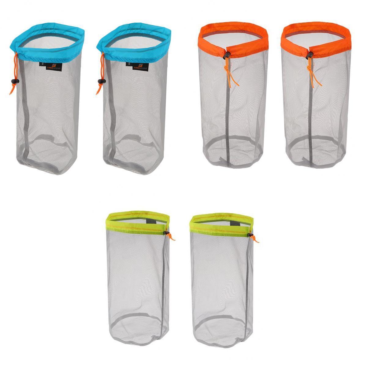 6pcs Ultra-light Mesh Stuff Sack Storage Bag for Travel Camping S M L