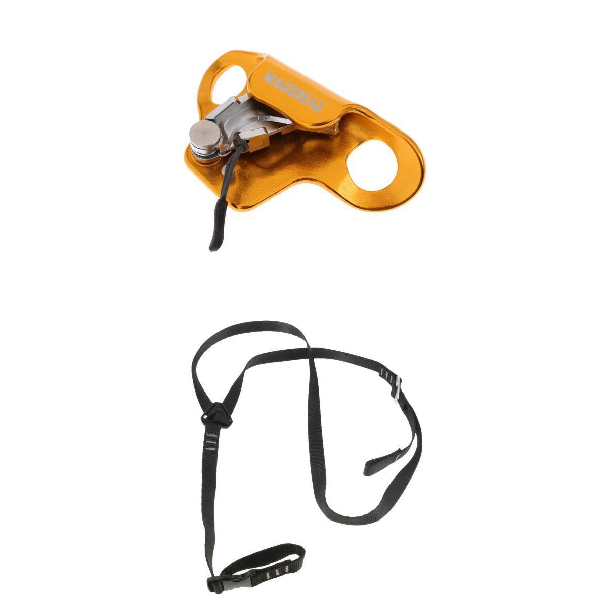 2pcs Rock Climbing Chest Ascender Riser and Adjustable Shoulder Strap Golden