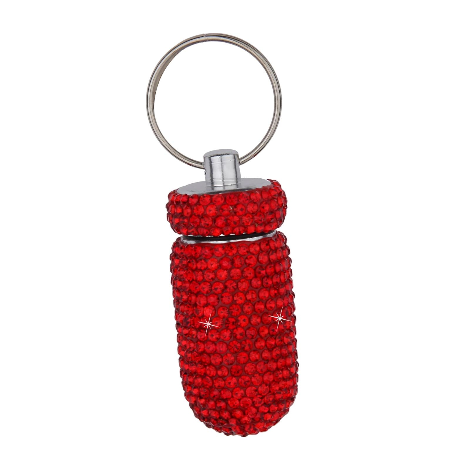 Pill Case Keychain Waterproof Bling Container Dispenser for Camping Hiking Red