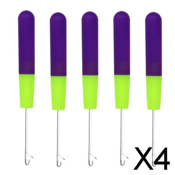 4x5 Packs 6in Latch Hook Crochet Needle for Braids Hair Extension Weave Purple