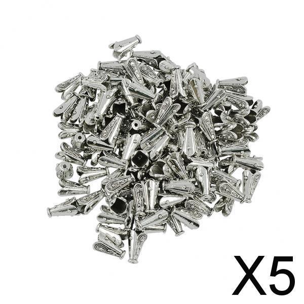 5x100 Pieces Tibetan Silver Bump Caps Flower Focal Tassel Necklace Jewelry DIY