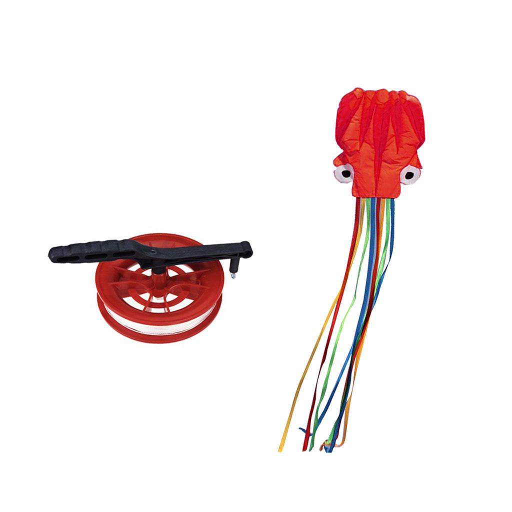 4m Octopus Kite+Fire Wheel Kite Winder with 100m Twisted String Line Outdoor