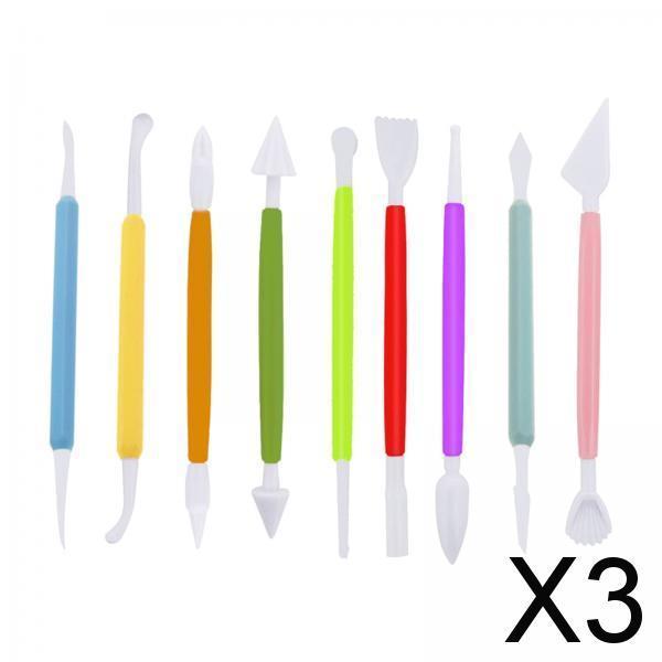 3x9Pack Plastic Clay Tools Ceramic Pottery Kit Shaping And Sculpting Assorted