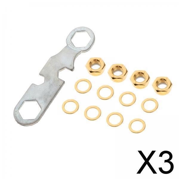 3xSkateboard Truck Rebuild Kit Washers M8 Nuts and Wrench Tool Golden