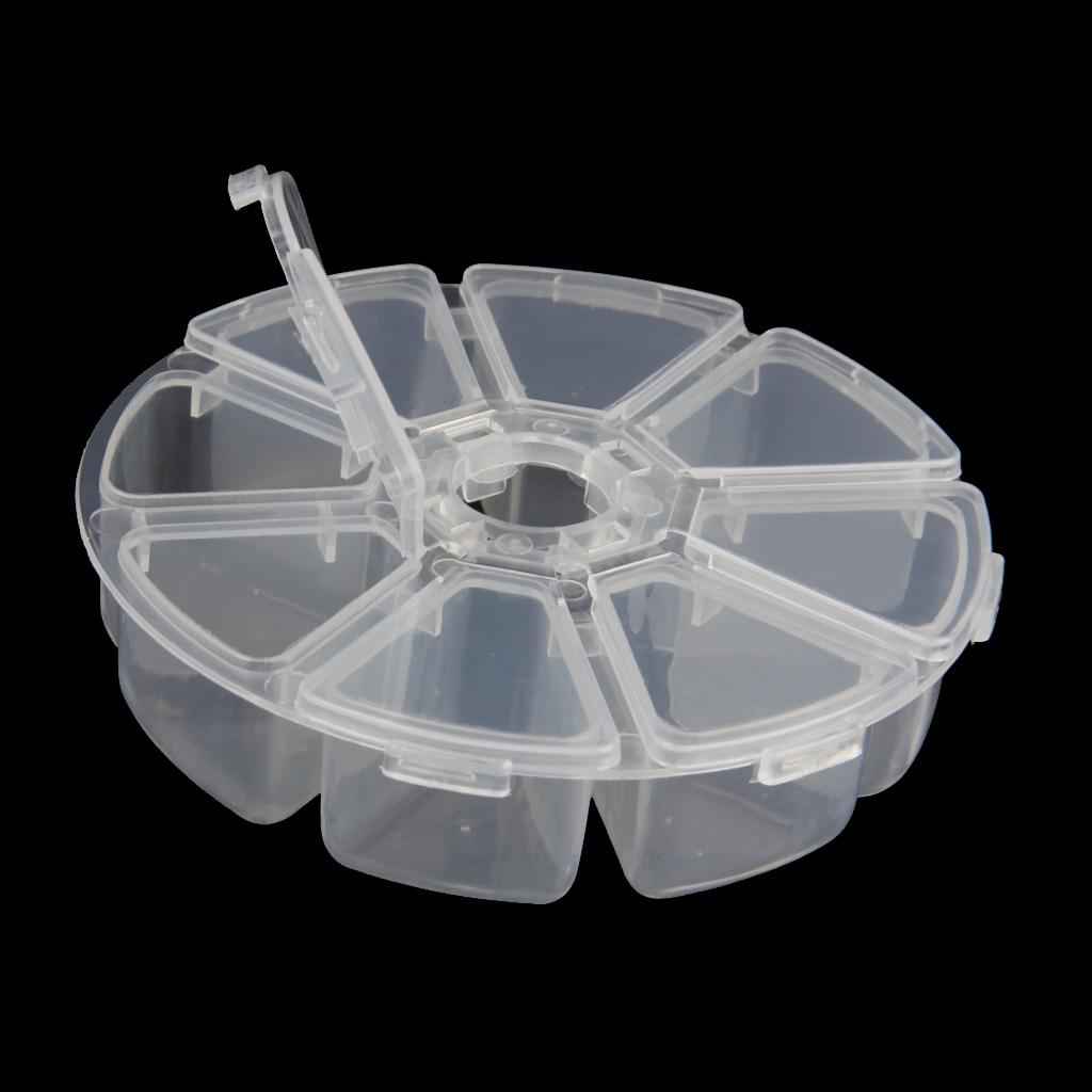 Fixed Round Compartment Plastic Storage Box Jewelry Nail Container 8 Slots