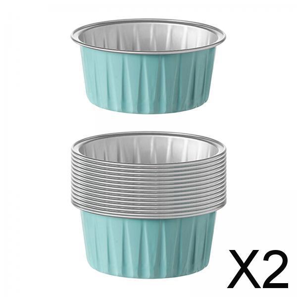 2x15Pcs Aluminum Muffin Cups Foil Baking Cups for Clubs Cheese Cakes Dessert Pie blue