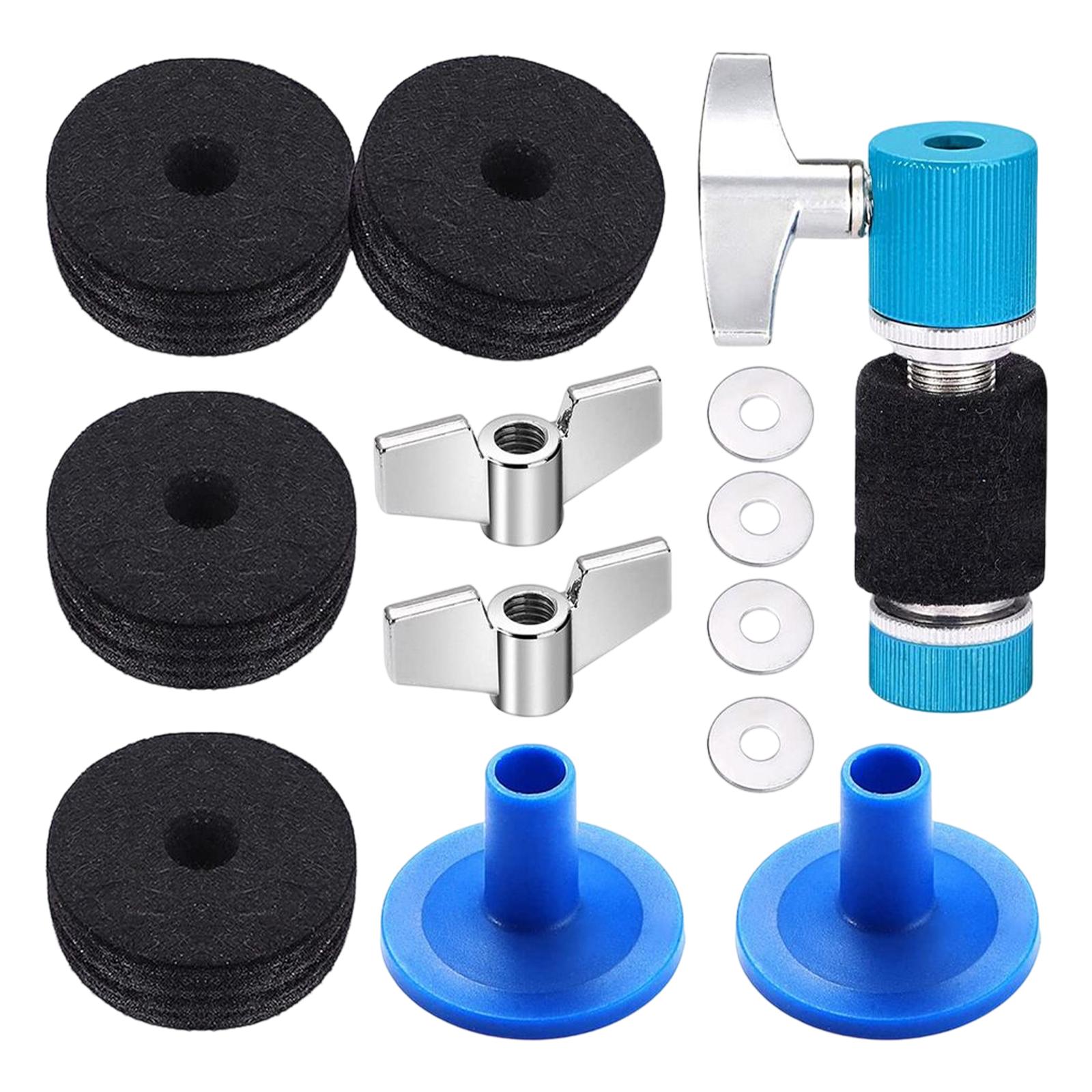 13Pcs Cymbal Replacement Accessories with Wing Nuts Durable Cymbal Felt Kits 13pcs Blue