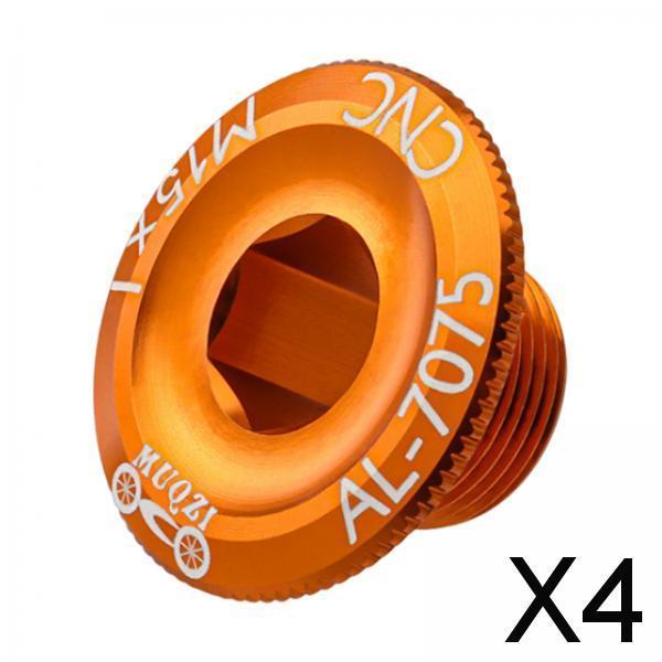 4xBicycle Crank Cover Aluminum Alloy Arm Bike Crankset Bolt for Road Bikes BMX Orange