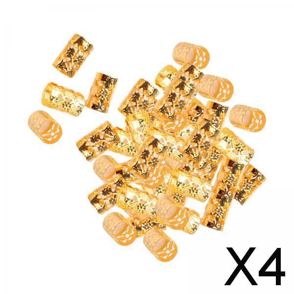 4x100 Pieces Dreadlocks Beads Metal Clips Cuffs Rings for Braids Hair Braiding Style A